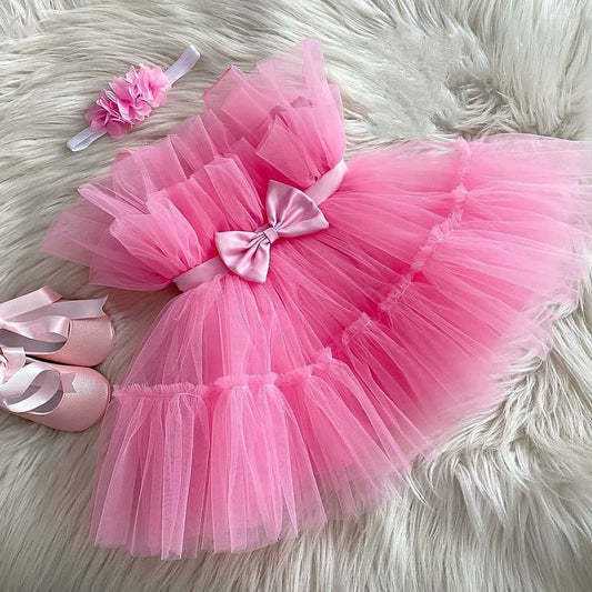 Everyday Soft Net Pink Baby Frock Dress