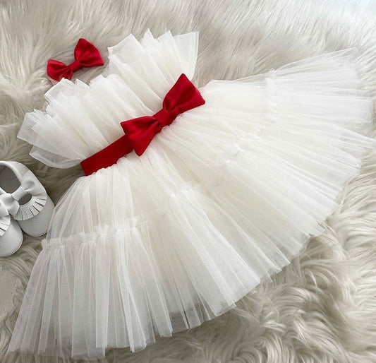Beautiful White Baby Dress With Waist Belt