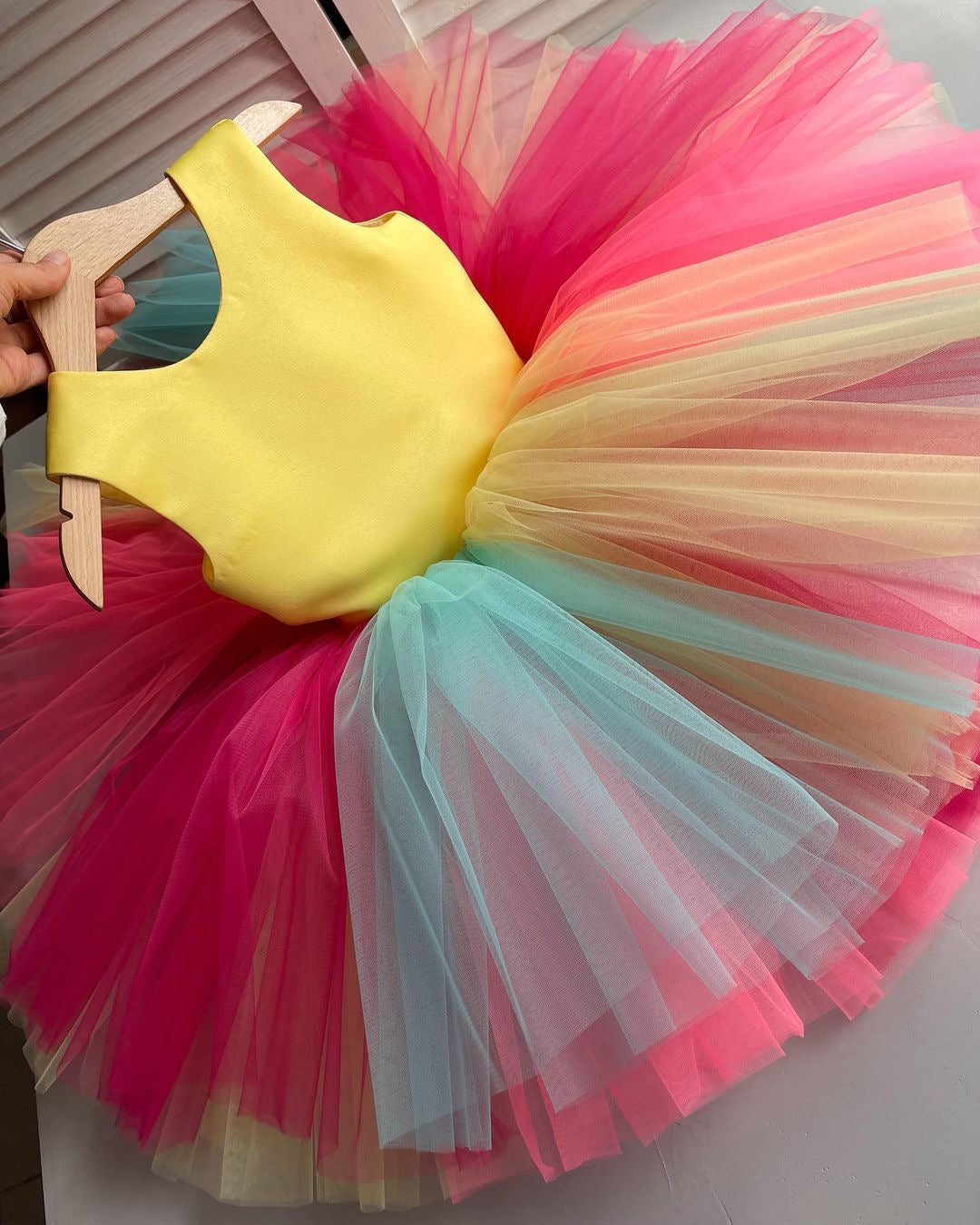 Multicolored Layered Frilled Baby Frock