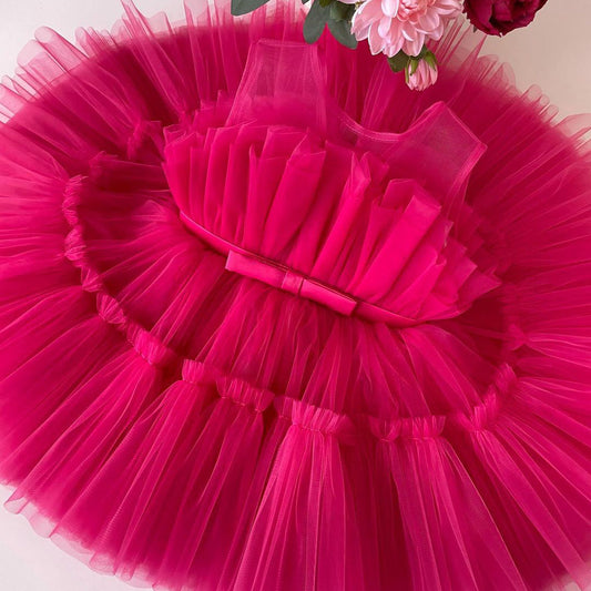 Soft & Elegant Rani Pink Newborn Baby Dress