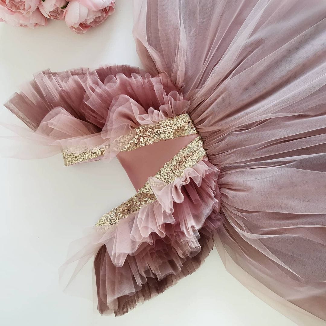 Charming Two-Tone Frill-Sleeve Baby Frock