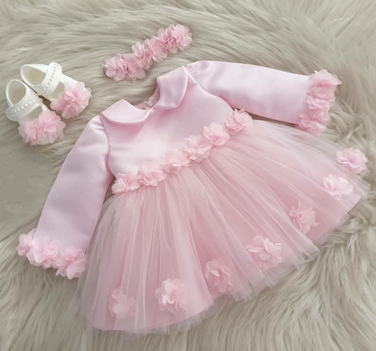 Princess Baby Pink Flower Baby Frock Dress