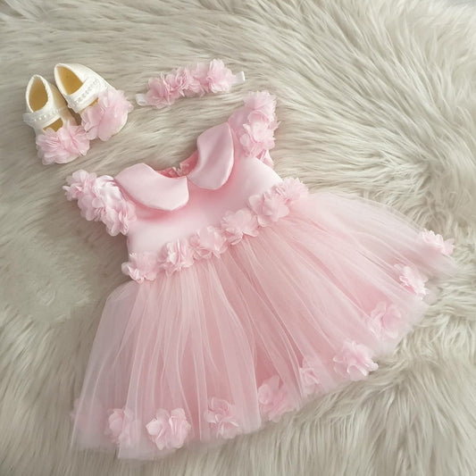 Stunning Baby Pink Floral Baby Frock Dress