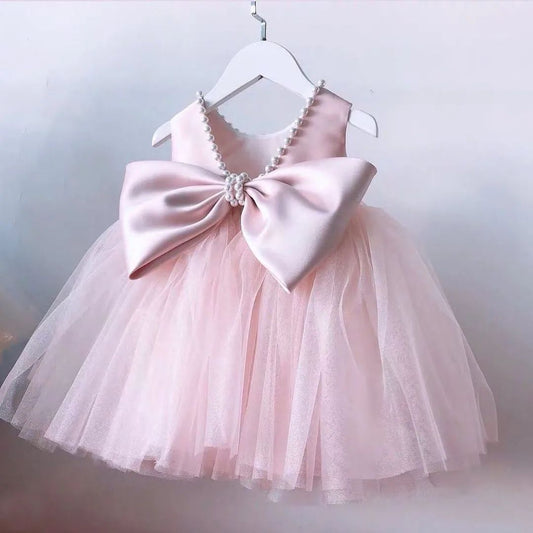 Elegant Pearl-Embellished Dress for Little Princess