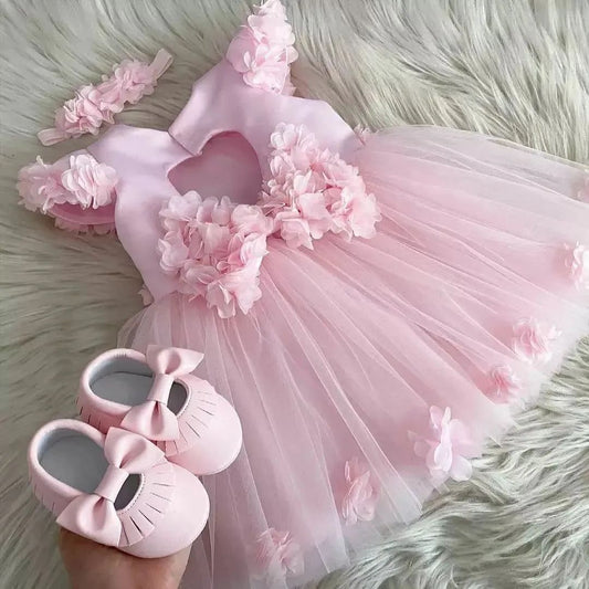 Sweetheart Pink Flower Pattern Baby Frock