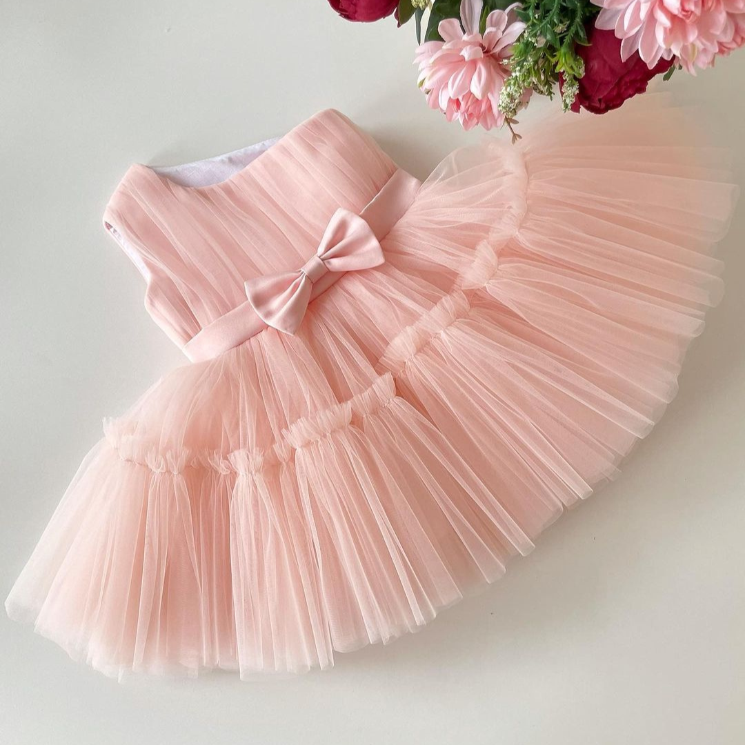 Stylish One Sholder Fluffy Baby Frock Dress