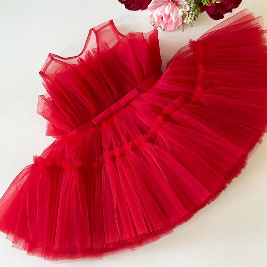 Stunning Red Flair Baby Frock Dress