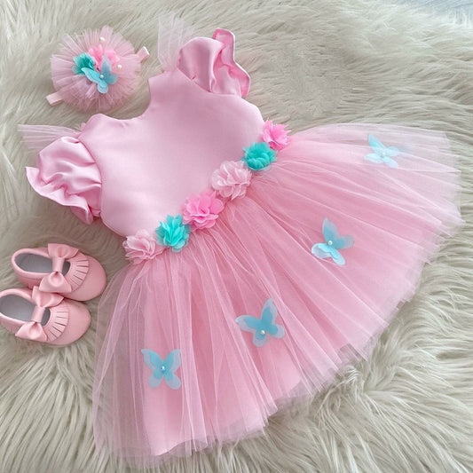 Charming Baby Pink Flower Frock